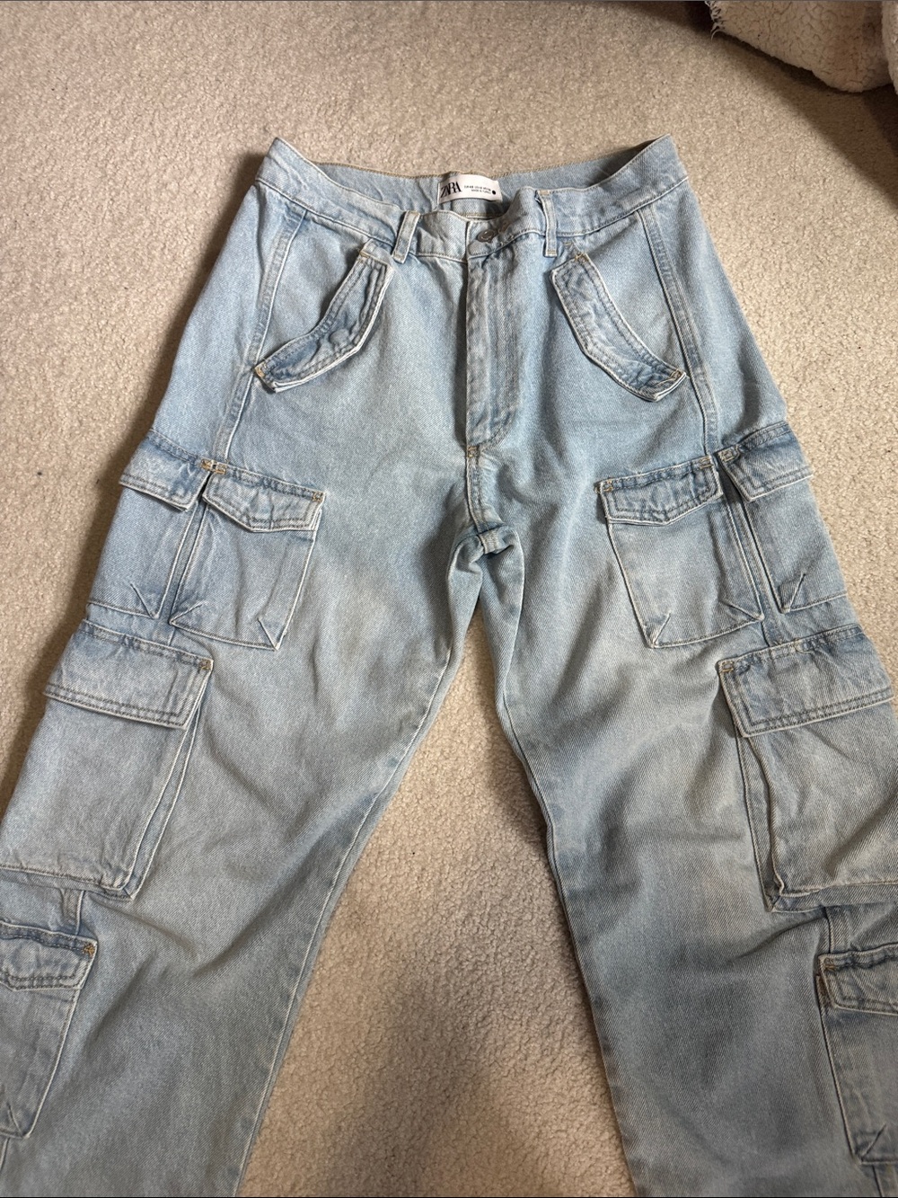 Zara Light Blue women’s Cargo jeans - Multi-Pocket Denim